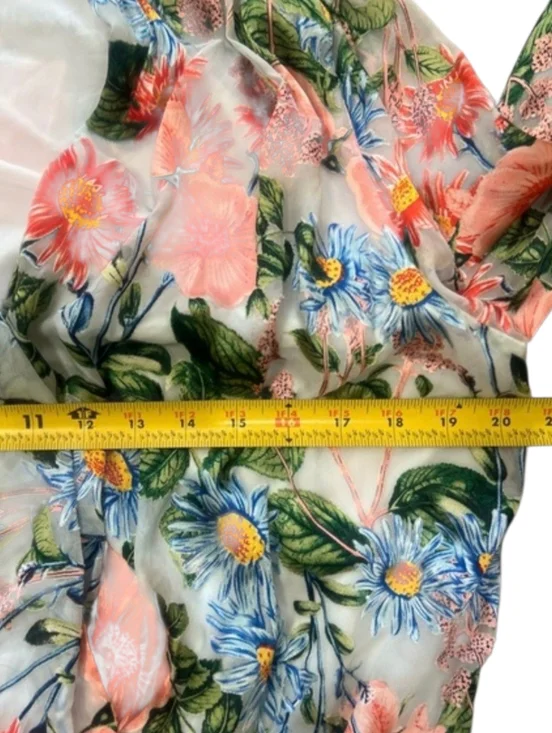 Alice + Olivia Trista Silk Blend Cross Front Blouson Top Floral Print Sz.M - Picture 7 of 8